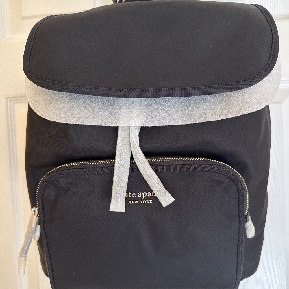 Kate Spade Sami black nylon drawstring backpack